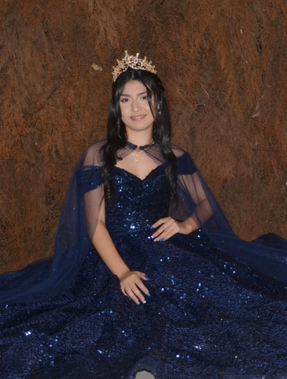 Shiny Royal Blue Ball Gown Off the Shoulder Sequin Sweet 16 Dress Party Gowns Quinceanera Dresses SH3559