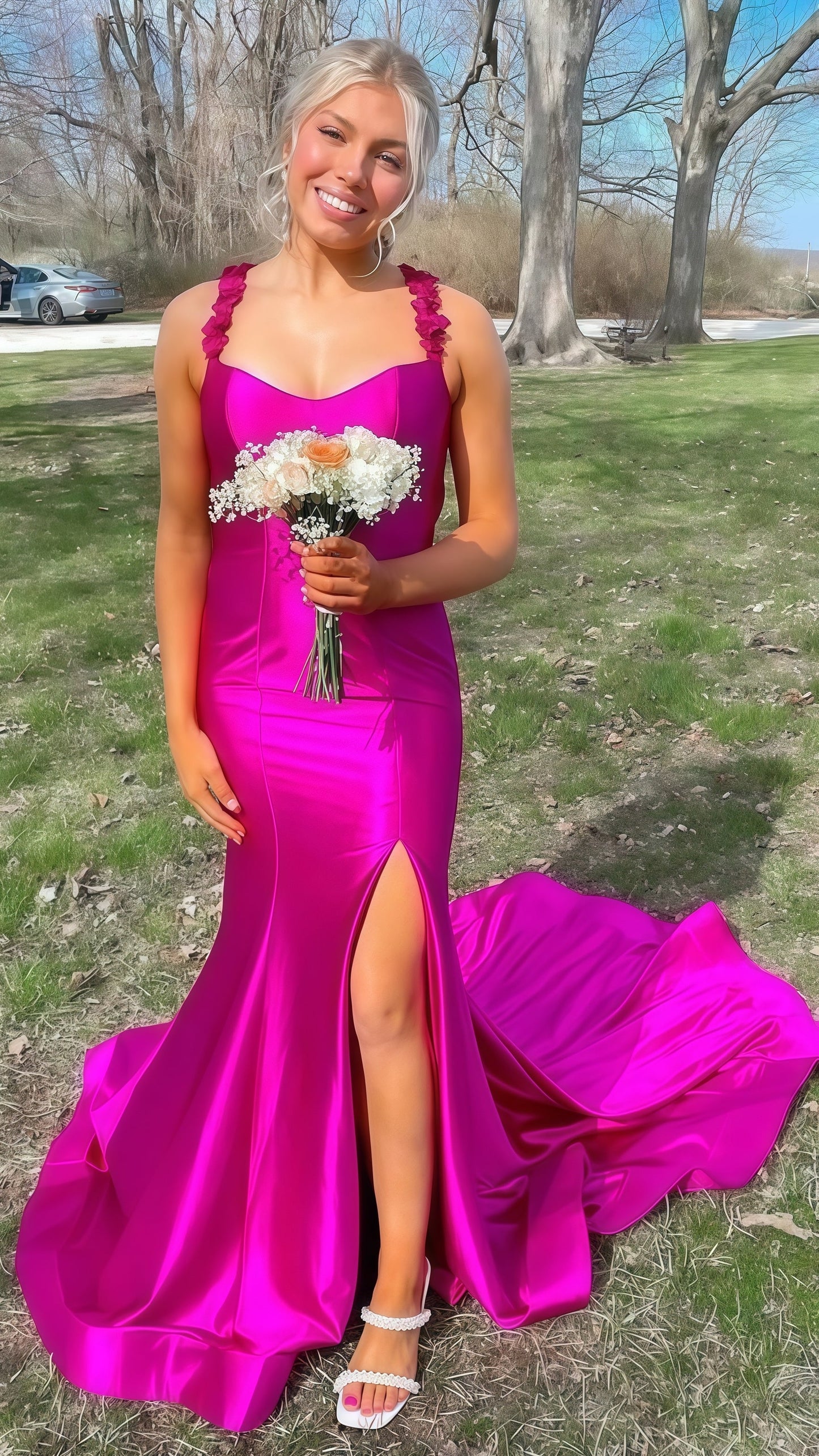 Black Mermaid Long Prom Dress, Backless Evening Party Dress