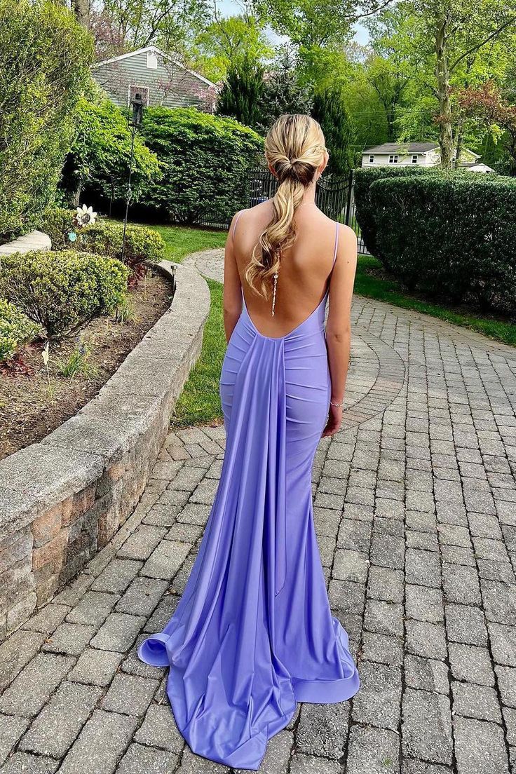 Blue Prom Dress, Mermaid Prom Dresses, Open Back Evening Dress