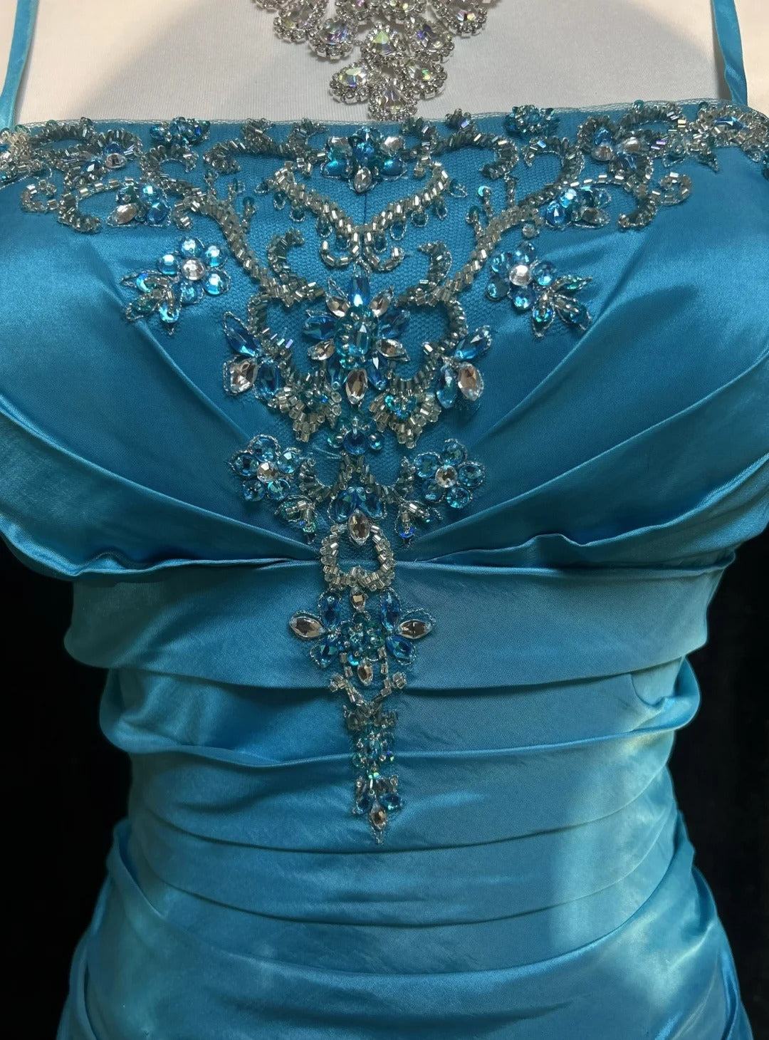 Blue Elegant Gorgeous Vintage Exquisite Beaded Long Mermaid Slim Satin Ball Gown Evening Dress Party Dress Prom Dress gh3871