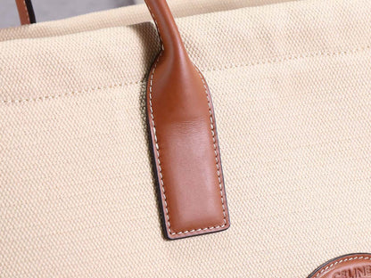 Celine Cabas Drawstring Cuir Triomphe In Textile And Calfskin Natural handbag