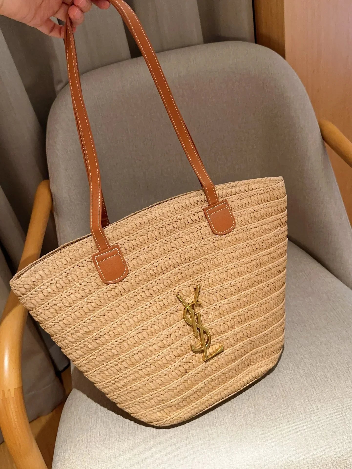 SAINT LAURENT ysl straw basket tote bag Tote