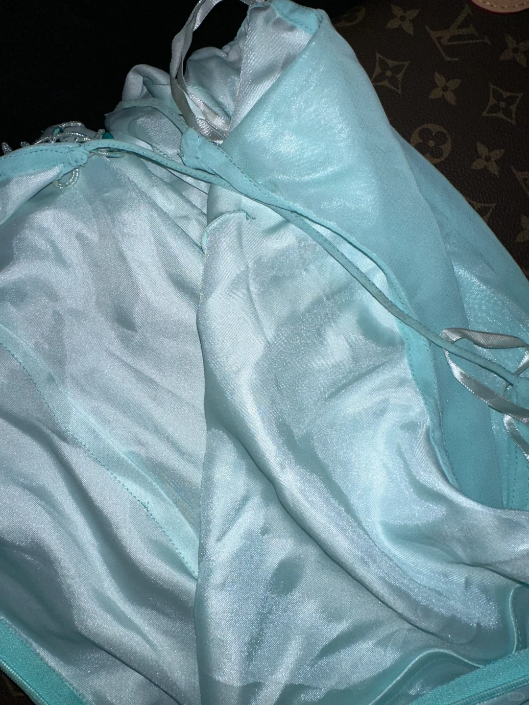 Blue Mermaid V Neck Beaded Chiffon Satin Long Prom Dress Party Dress SH3070