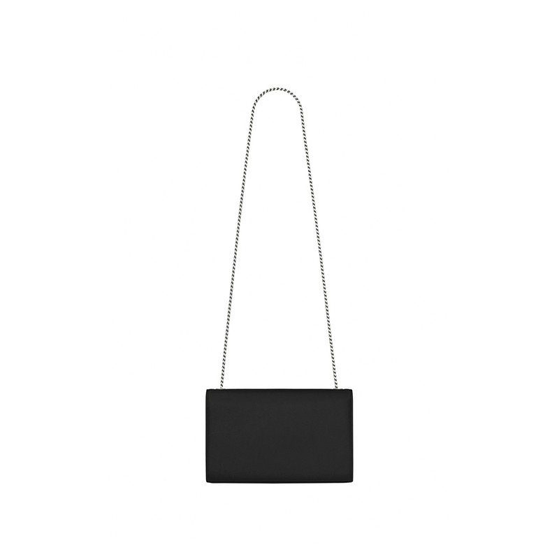 Saint Laurent Large Kate Chain Bag In Black Textured Leather