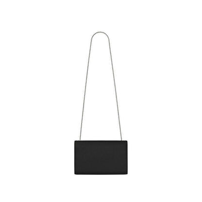 Saint Laurent Large Kate Chain Bag In Black Textured Leather