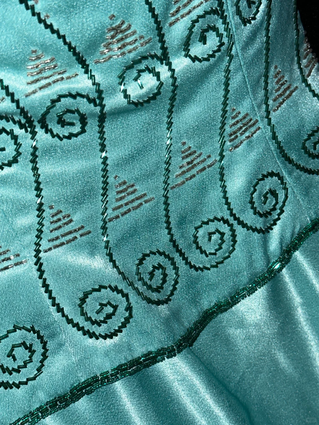 Stunning A Line Spaghetti Strap Beaded Blue Satin Long Prom Dress Party Dress SH3076