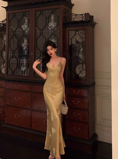 Classy Mermaid Spaghetti Straps Gold Long 18th Birthday Dress Party Gown 21st Birthday Outfits Birthday Dress Ideas For Women DP1305