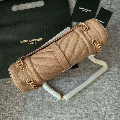 YSL  Envelope Medium Beige Grain Leather 24x17.5x6 cm