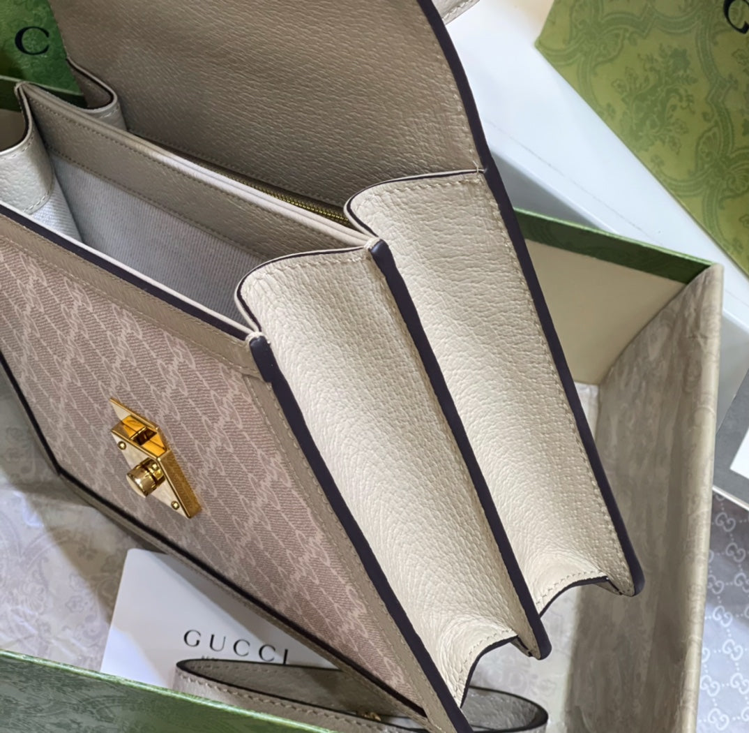 Gucci Ophidia Top Handle Grey Eggshell Bag 25 x 18 x 6 cm