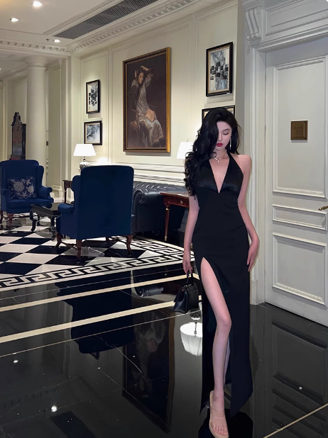 Sexy Mermaid Black Halter Backless 21st Birthday Dress Party Gown Birthday Outfits Birthday Dress Ideas For Women DP2315