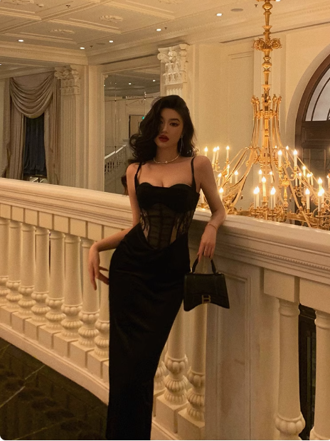 Sexy Mermaid Spaghetti Straps Black 18th Birthday Dress Party Gown Birthday Outfits Birthday Dress Ideas For Women DP2321