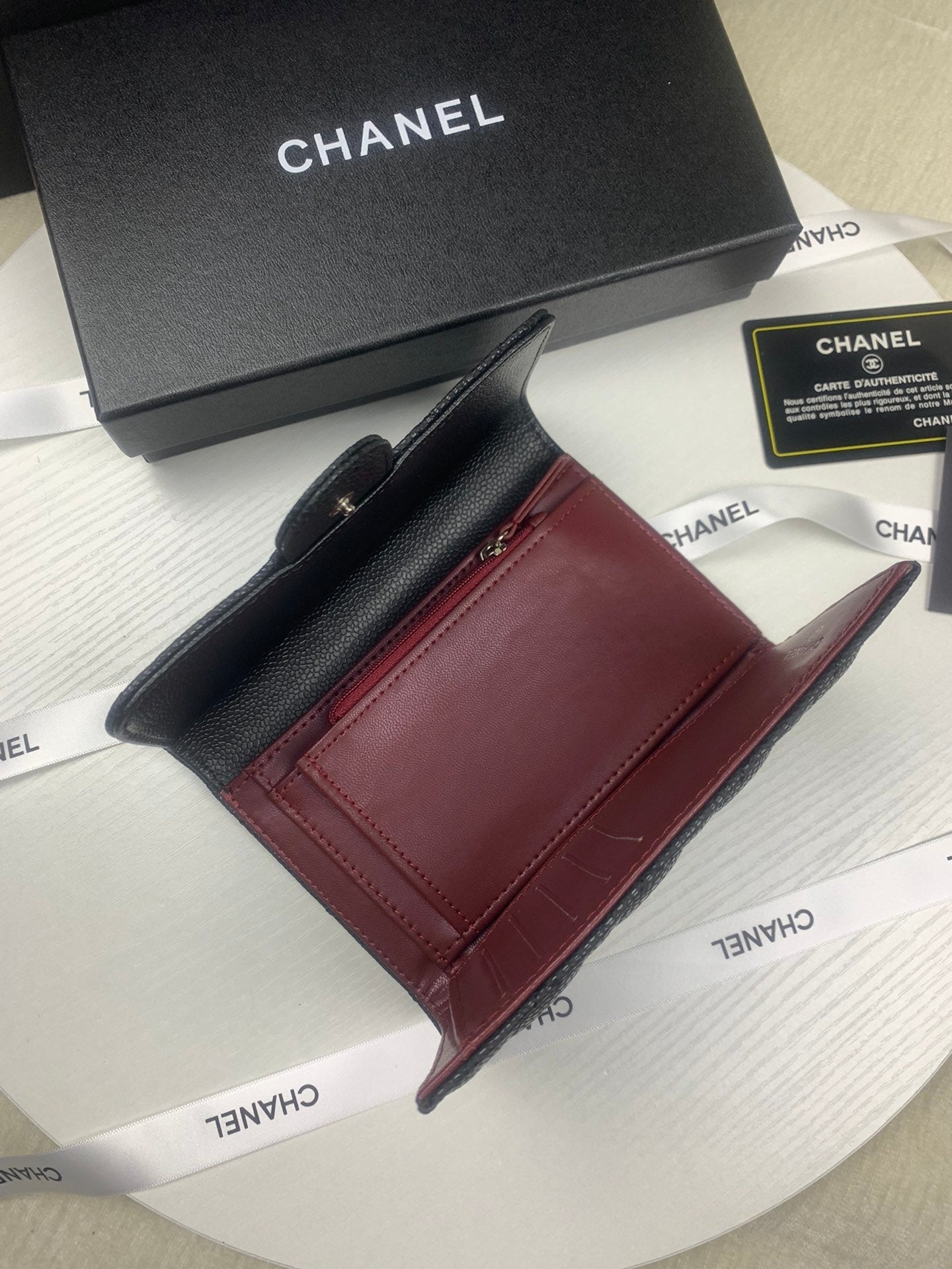 CHANEL CLASSIC CARD HOLDER CAVIAR LEATHER BLACK WITH SILVER HARDWARE 15CM