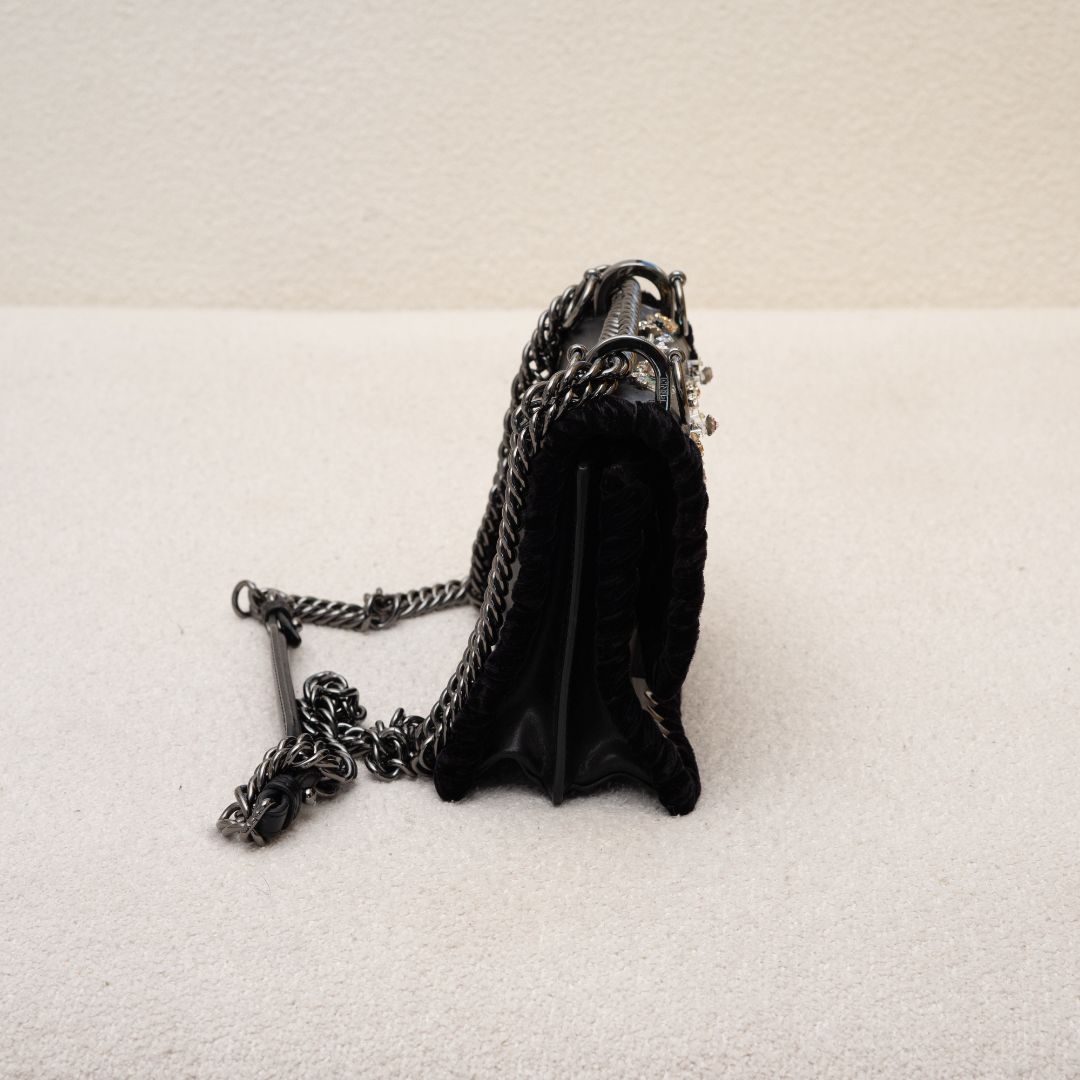 Fendi Kan I Bag Embellished Whipstitch Leather Small