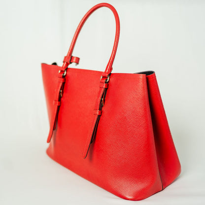 Prada Red Saffiano Leather Tote Large Bag