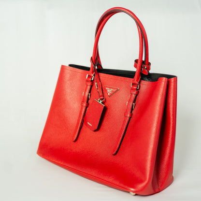 Prada Red Saffiano Leather Tote Large Bag