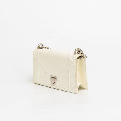 Dior Off White Micro Cannage Patent Leather Small Diorama Flap Bag