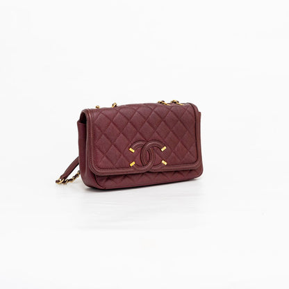 Chanel Burgundy CC Filigree Flap Small