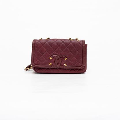 Chanel Burgundy CC Filigree Flap Small