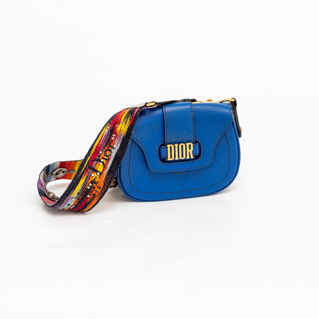 Dior 2018 Bright Blue D-Fence Crossbody w/ Limited Edition Strap