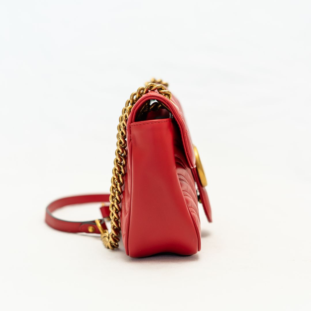 Gucci GG Marmont leather red shoulder bag