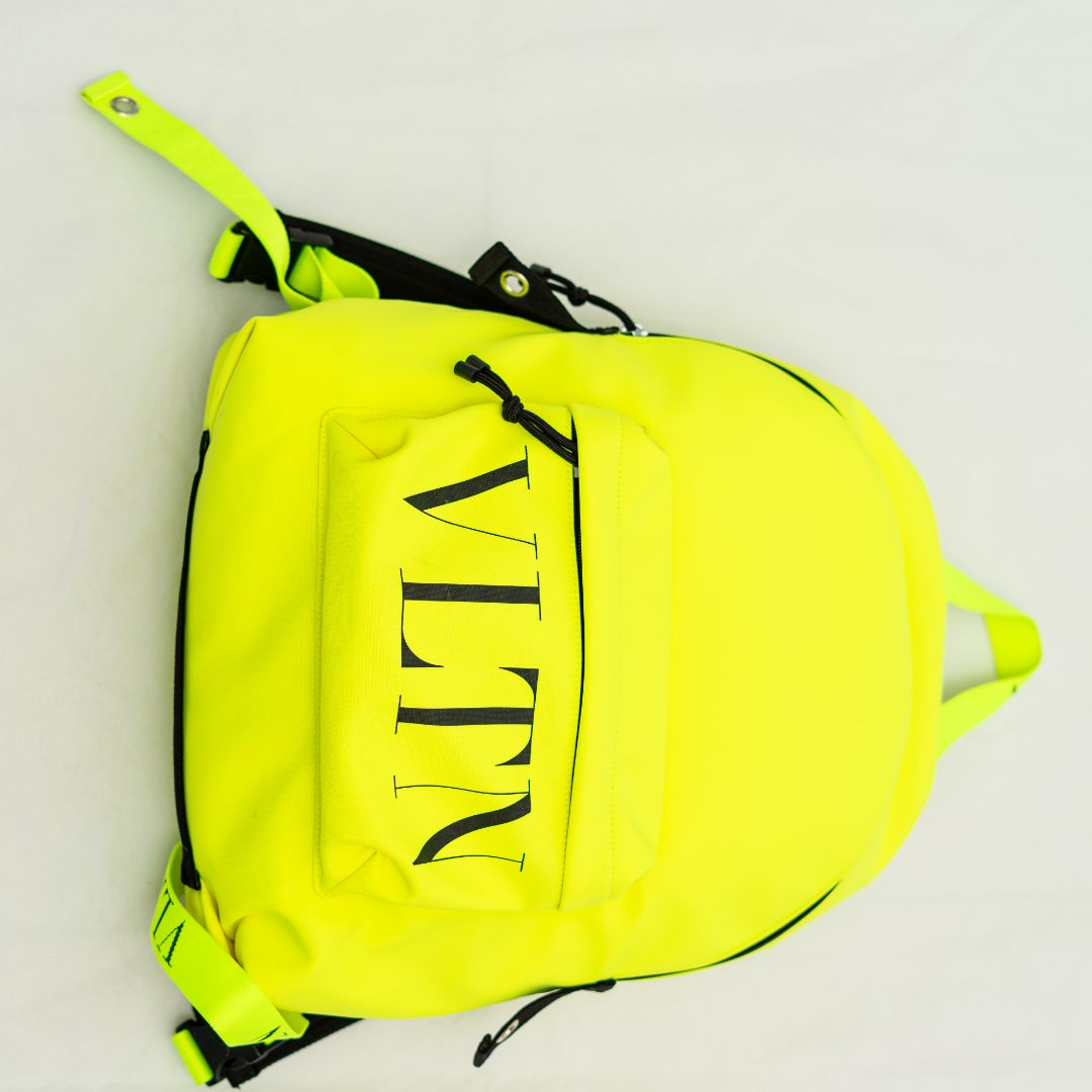Valentino Garavani VLTN backpack neon yellow and black