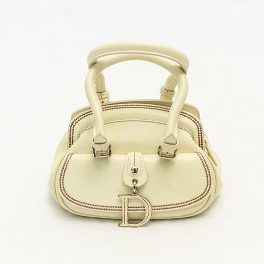 Christian Dior Off-White Leather Vintage Top Handle Bag