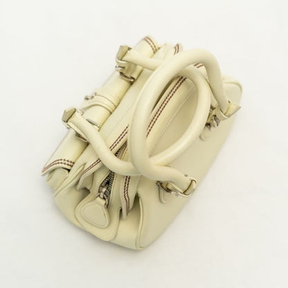 Christian Dior Off-White Leather Vintage Top Handle Bag