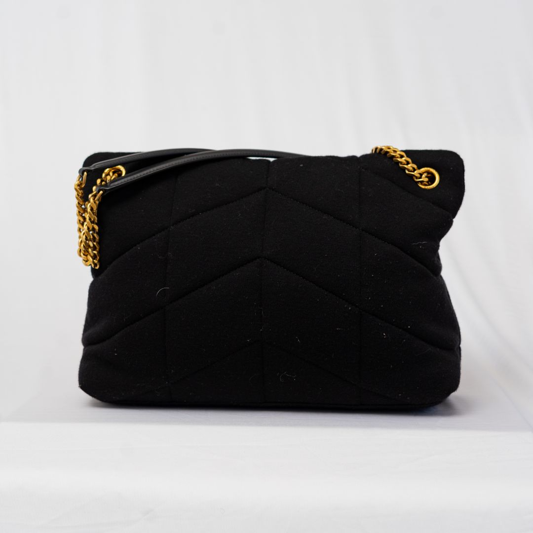 Saint Laurent black Loulou Puffer Shoulder Bag Quilted Wool Medium