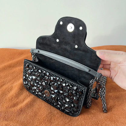 Valentino Garavani Mini Locò Black Crystal - 19 x 10.5 x 5 cm