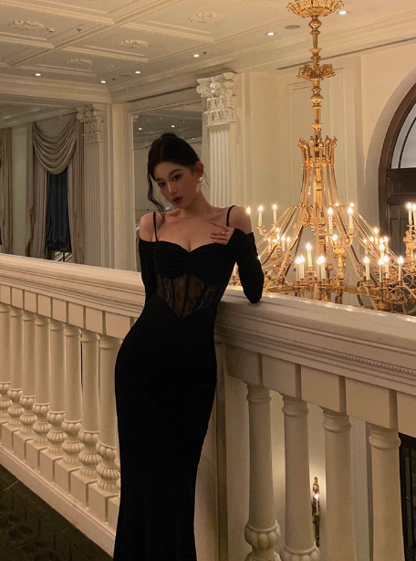 Sexy Sheath Long Sleeves Black 21st Birthday Dress Party Gown Birthday Outfits Birthday Dress Ideas For Women DP1898