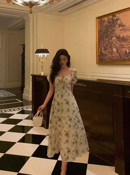 Sexy A line Square Chiffon Floral 21st Birthday Dress Party Gown Birthday Outfits Birthday Dress Ideas For Women DP1884