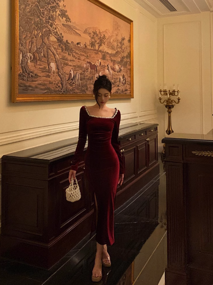 Sexy Sheath Long Sleeves Burgundy 21st Birthday Dress Party Gown Birthday Outfits Birthday Dress Ideas For Women DP1895