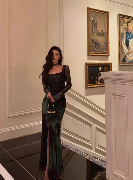 Sexy Sheath Long Sleeves Green 21st Birthday Dress Party Gown Birthday Outfits Birthday Dress Ideas For Women DP1899