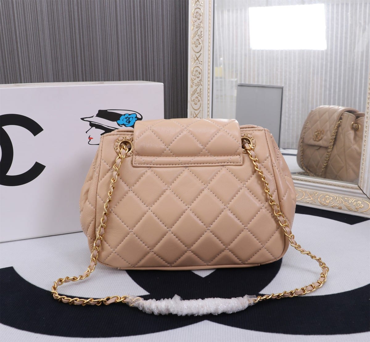 CHANEL MIX ACCORDION CC FLAP BAG QUILTED GLAZED CALFSKIN PINK 23CM