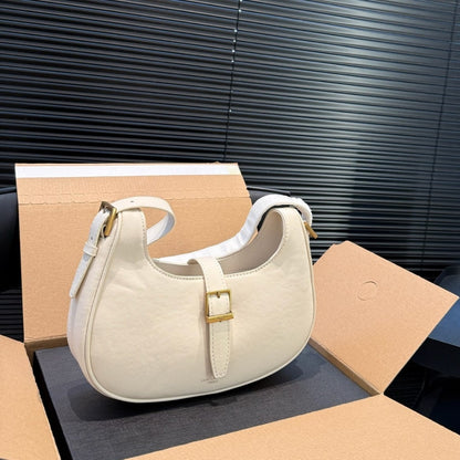 SAINT LAURENT LE FERMOIR HOBO BAG WHITE 24CM