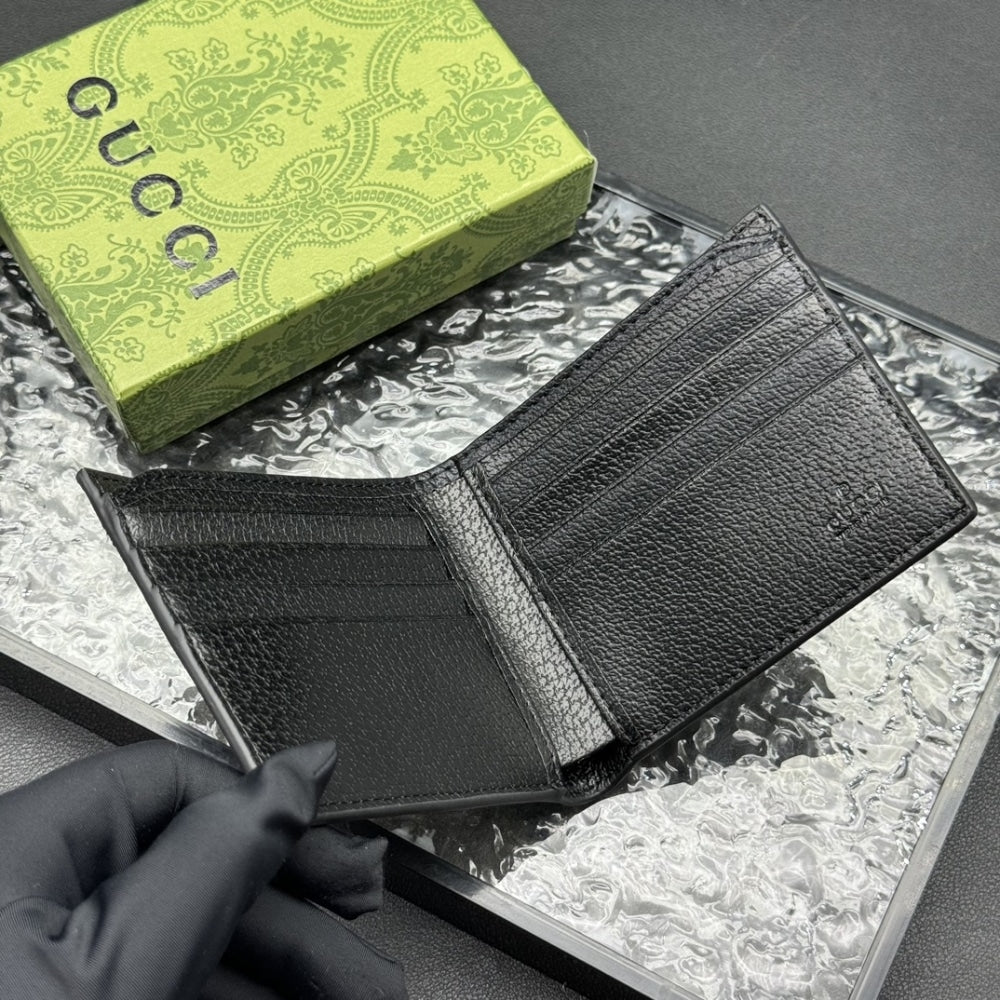 GUCCI ANIMALIER BI FOLD WALLET BLACK 11CM 523664 DJ20T 1000