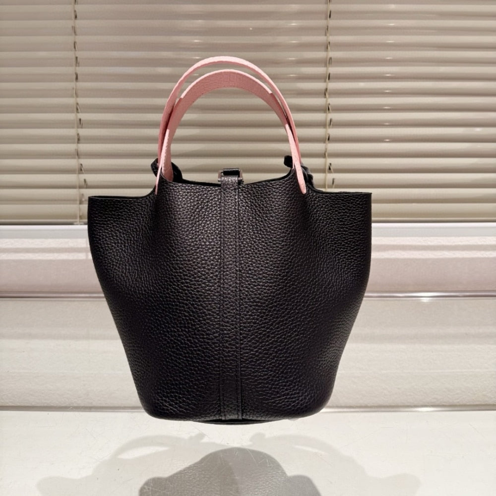 HERMES PICOTIN LOCK 18 BAG BLACK AND PINK 18CM