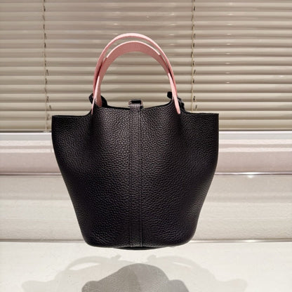 HERMES PICOTIN LOCK 18 BAG BLACK AND PINK 18CM