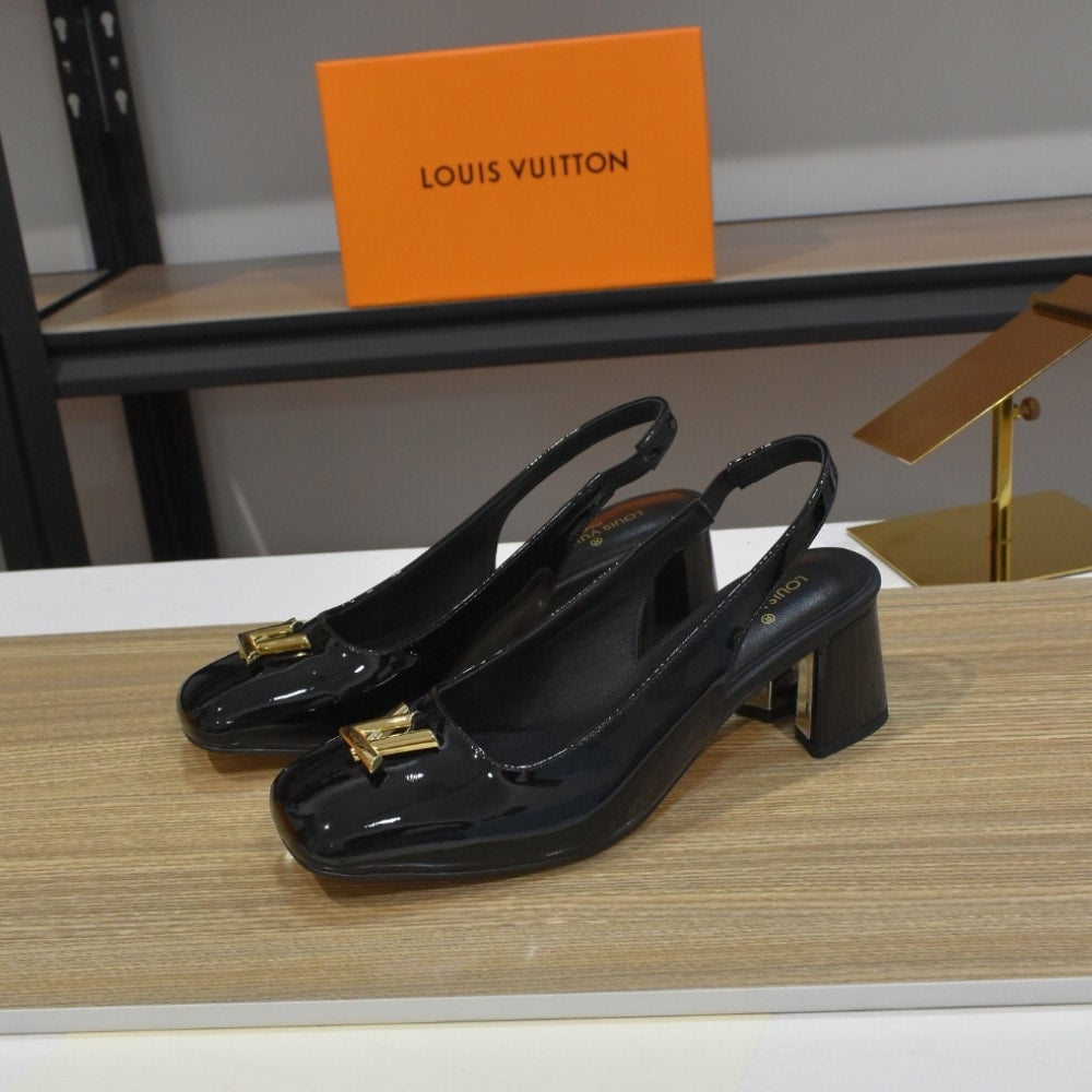 LOUIS VUITTON SWING SLINGBACK HIGH HEELS BLACK 1AGUC8