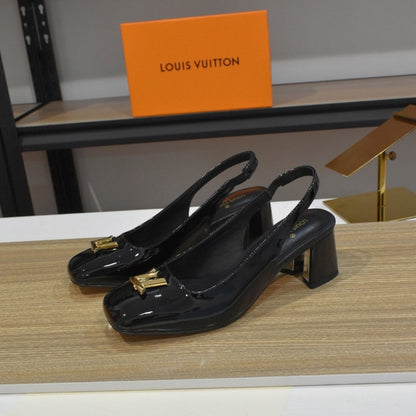 LOUIS VUITTON SWING SLINGBACK HIGH HEELS BLACK 1AGUC8