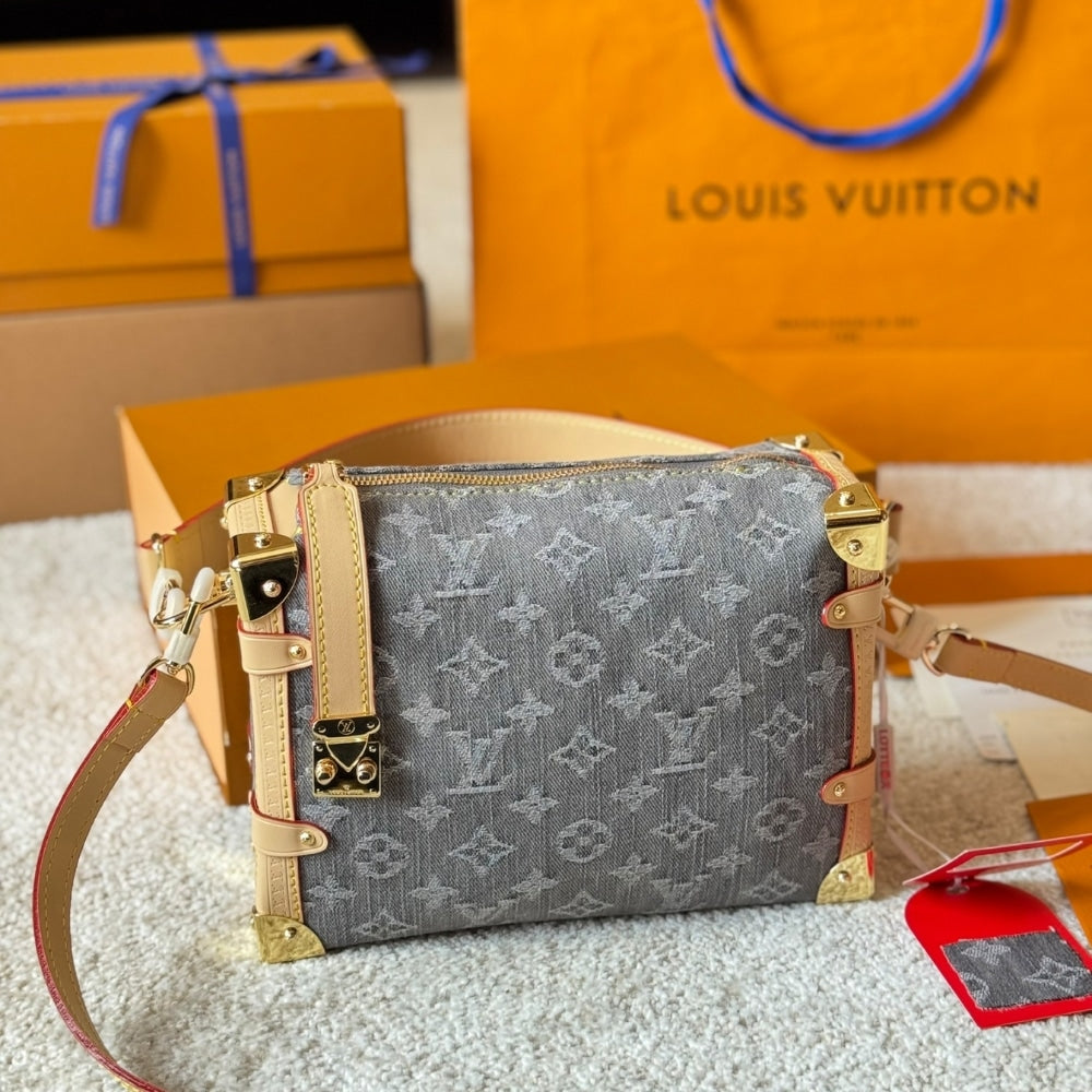 LOUIS VUITTON SIDE TRUNK MM BAG DENIM GREY 23CM M13285