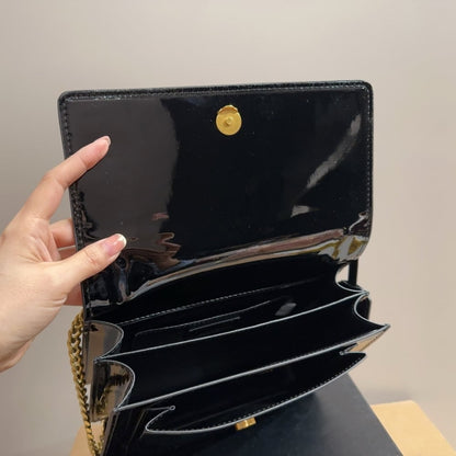 SAINT LAURENT SMALL SUNSET CHAIN BAG BLACK 23CM 533026D422W1000