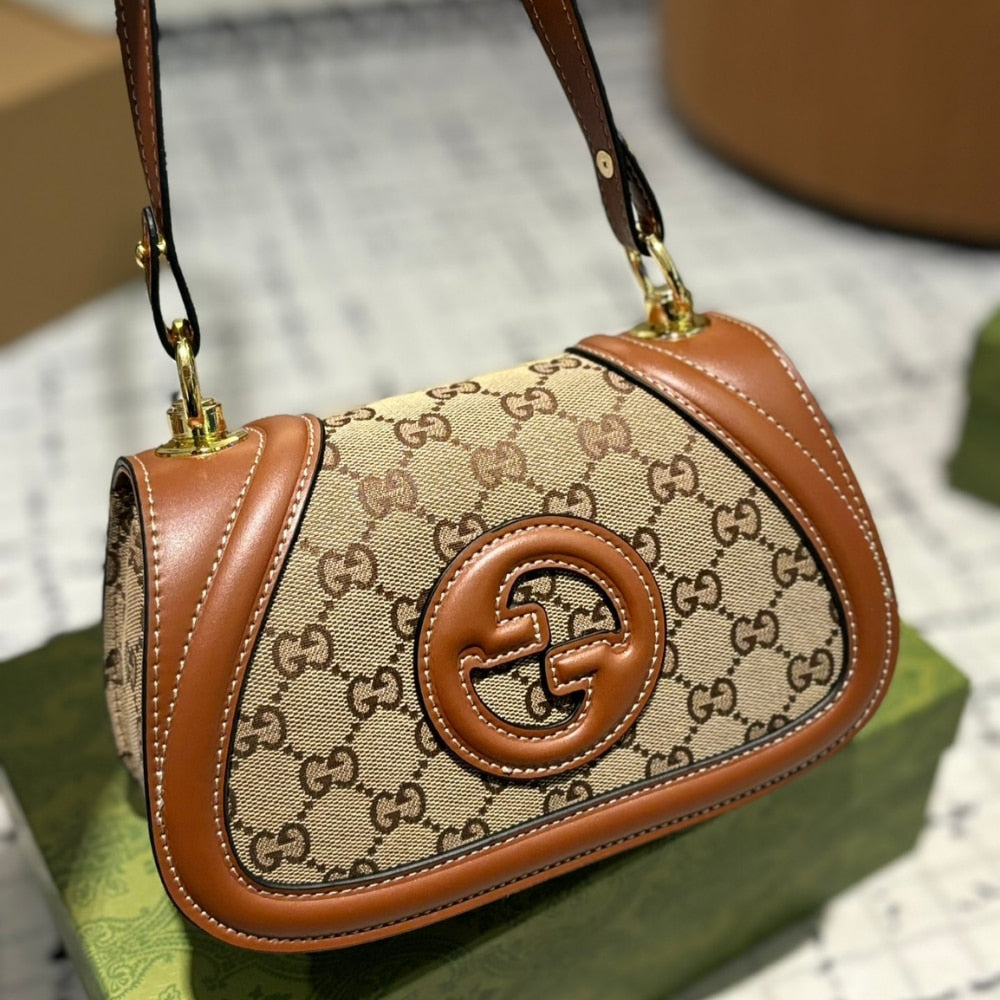 GUCCI BLONDIE MINI SHOULDER BAG BEIGE AND BROWN 22CM 815700 HAAKG 9755