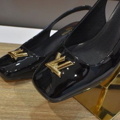 LOUIS VUITTON SWING SLINGBACK HIGH HEELS BLACK 1AGUC8
