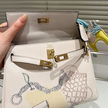 HERMÈS KELLY 25 RETOURNE IN AND OUT NATA SWIFT PALLADIUM HARDWARE 25CM