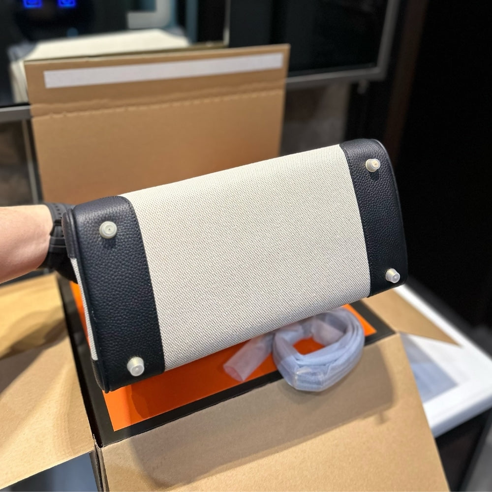 HERMES BIRKIN 25 TOILE H BLACK 25CM