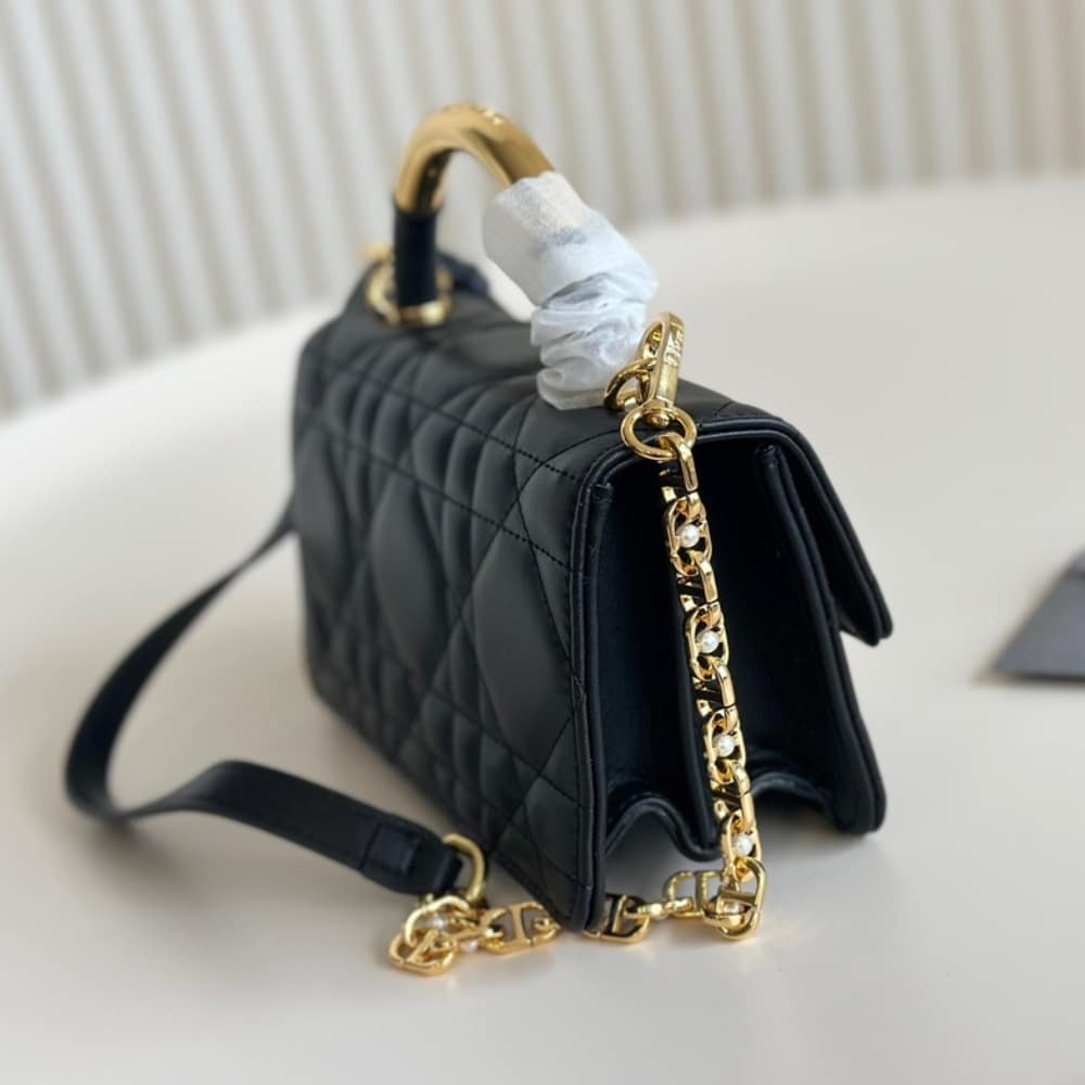 DIOR MINI DIOR ANGE BAG MACROCANNAGE BLACK 20CM M4401UNMZM900 E03