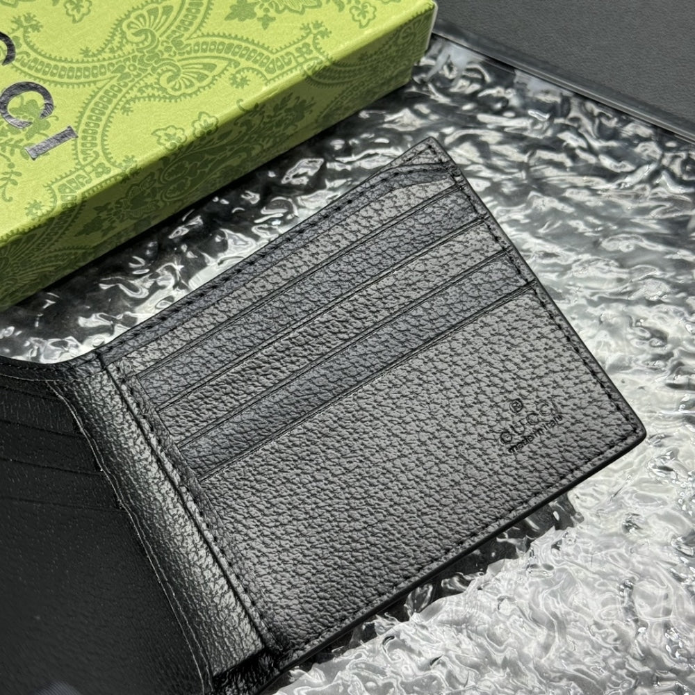 GUCCI ANIMALIER BI FOLD WALLET BLACK 11CM 523664 DJ20T 1000