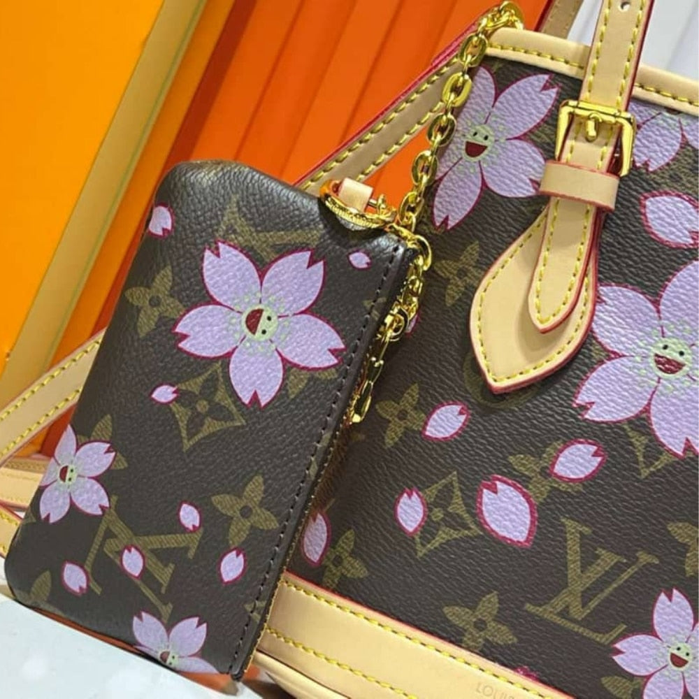 LOUIS VUITTON X MURAKAMI NANO BUCKET MONOGRAM CANVAS SAKURA BROWN 17CM M13417