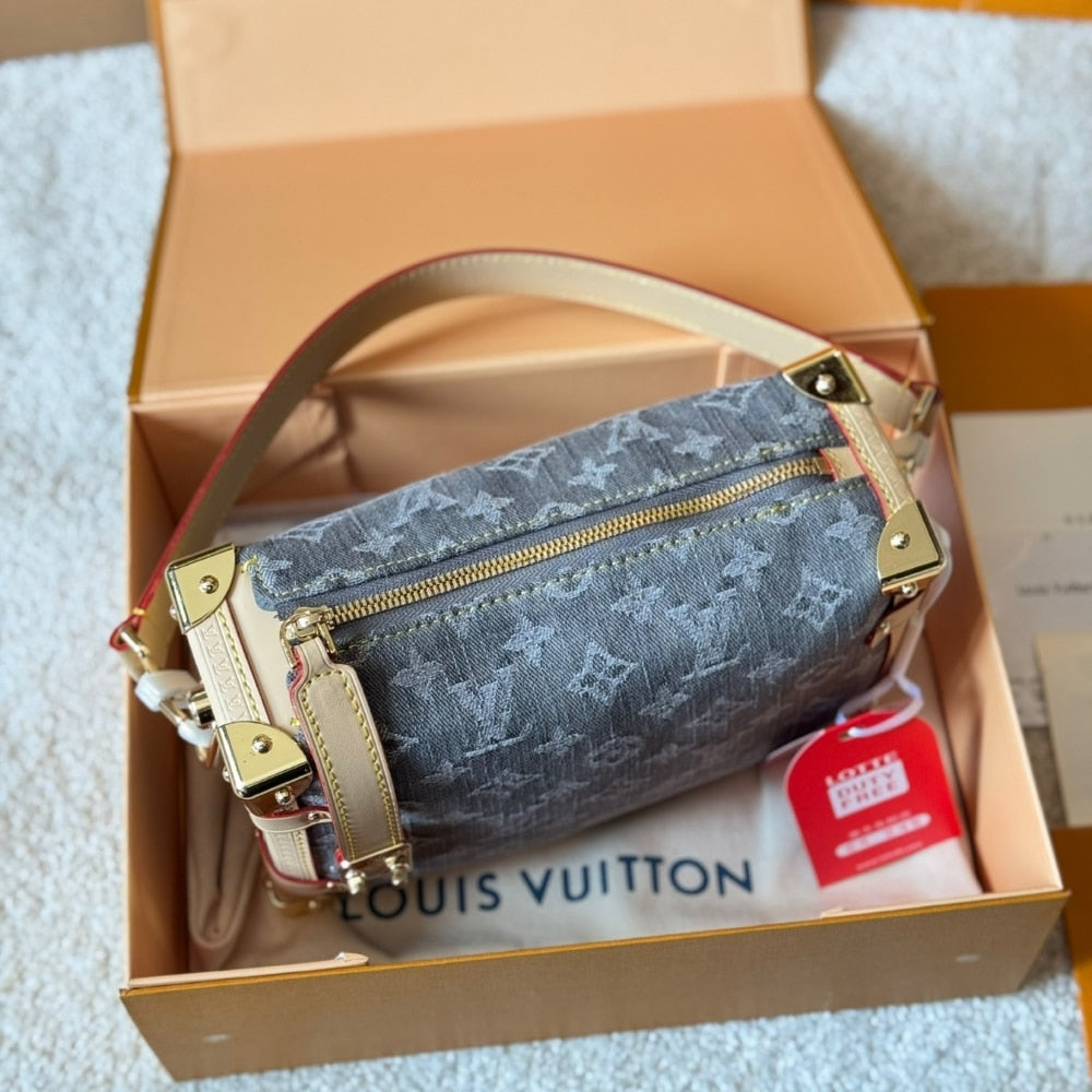 LOUIS VUITTON SIDE TRUNK MM BAG DENIM GREY 23CM M13285
